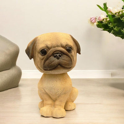 Bobble Head Pug Polyresin Figurine | 6 x 6 x 8 inches