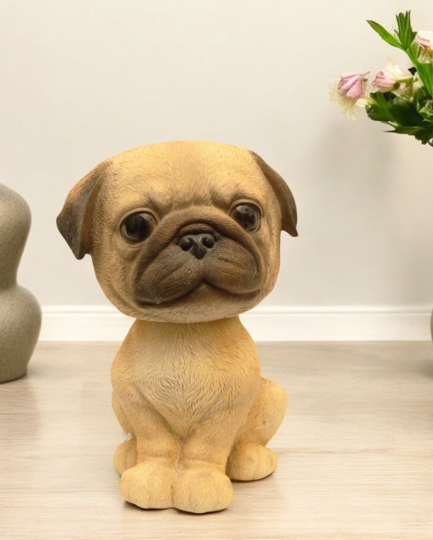 Bobble Head Pug Polyresin Figurine | 6 x 6 x 8 inches