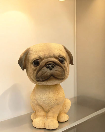 Bobble Head Pug Polyresin Figurine | 6 x 6 x 8 inches