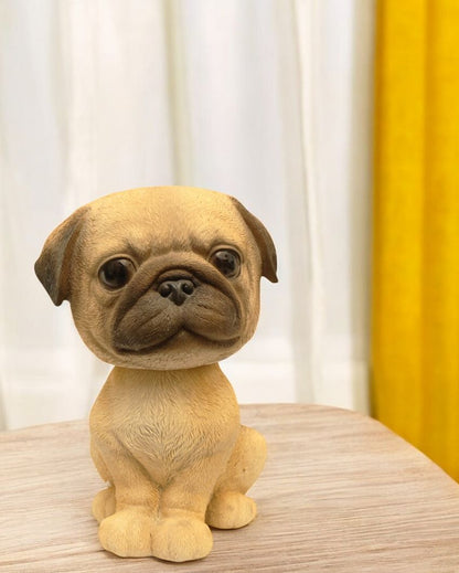 Bobble Head Pug Polyresin Figurine | 6 x 6 x 8 inches