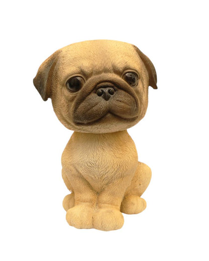 Bobble Head Pug Polyresin Figurine | 6 x 6 x 8 inches