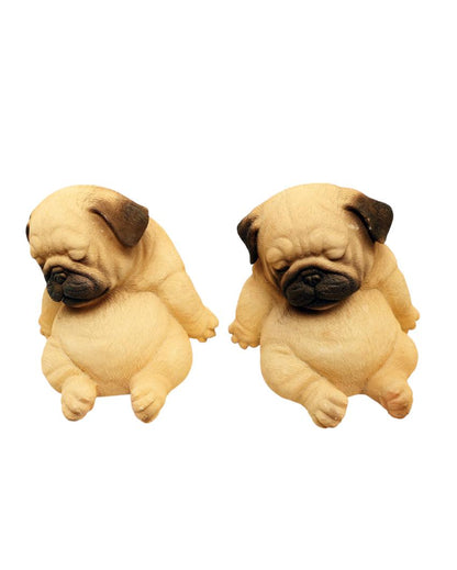 Sleeping Pug Polyresin Figurine | Set of 2 | 5 x 5 x 4 inches