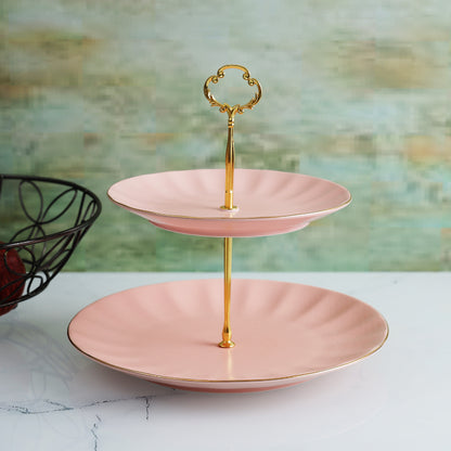 Designer Ceramic Classic Cake Stand | Multicolor Pink