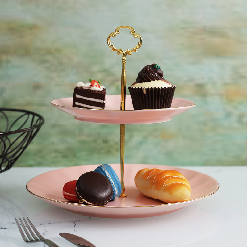 Designer Ceramic Classic Cake Stand | Multicolor Pink