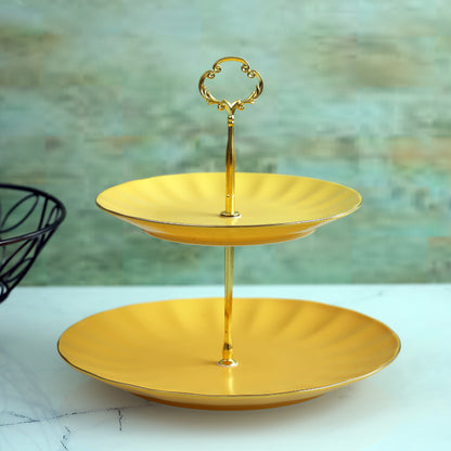 Designer Ceramic Classic Cake Stand | Multicolor Yellow