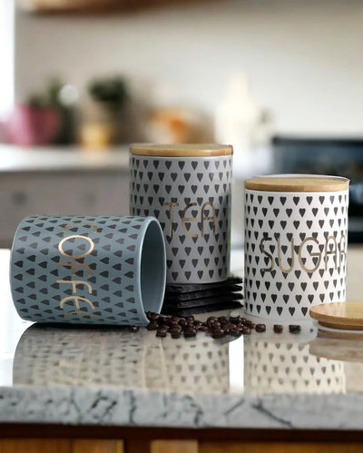 Stylish Ceramic Kitchen Storage Canisters | Set of 3