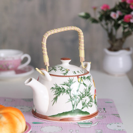 Multicolour Floral Ceramic Tea Pot Default Title