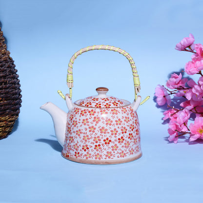 Floral Ceramic Pot | Multiple Colors Orange