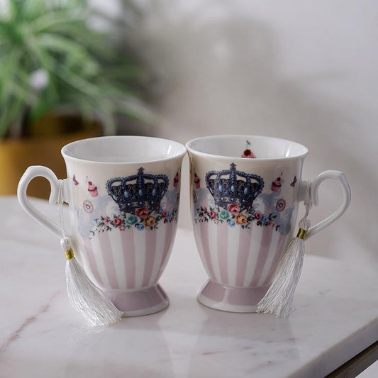 Queen's Crown Vintage Teacups | 350ml | Set of 2 Default Title