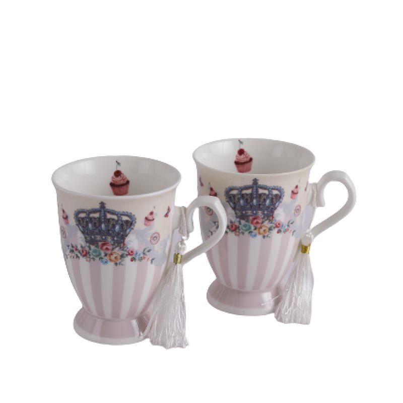 Queen's Crown Vintage Teacups | 350ml | Set of 2 Default Title
