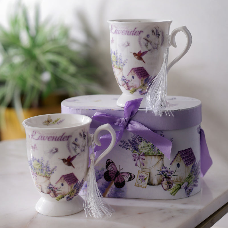 Country Lavender Teacup | Single, Set of 2 Set of 2