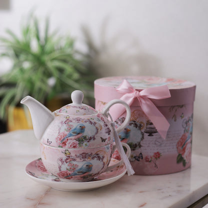 Pastel Birdcage Kettle, Teacup & Saucer Set Default Title