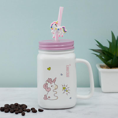 Little Hearts Unicorn Ceramic Mason Jar | 400ml Default Title