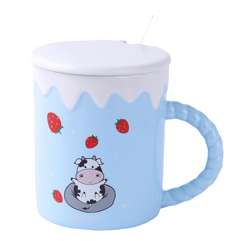 The Cute Cow Blue Strawberries  Mug | 340ml Default Title