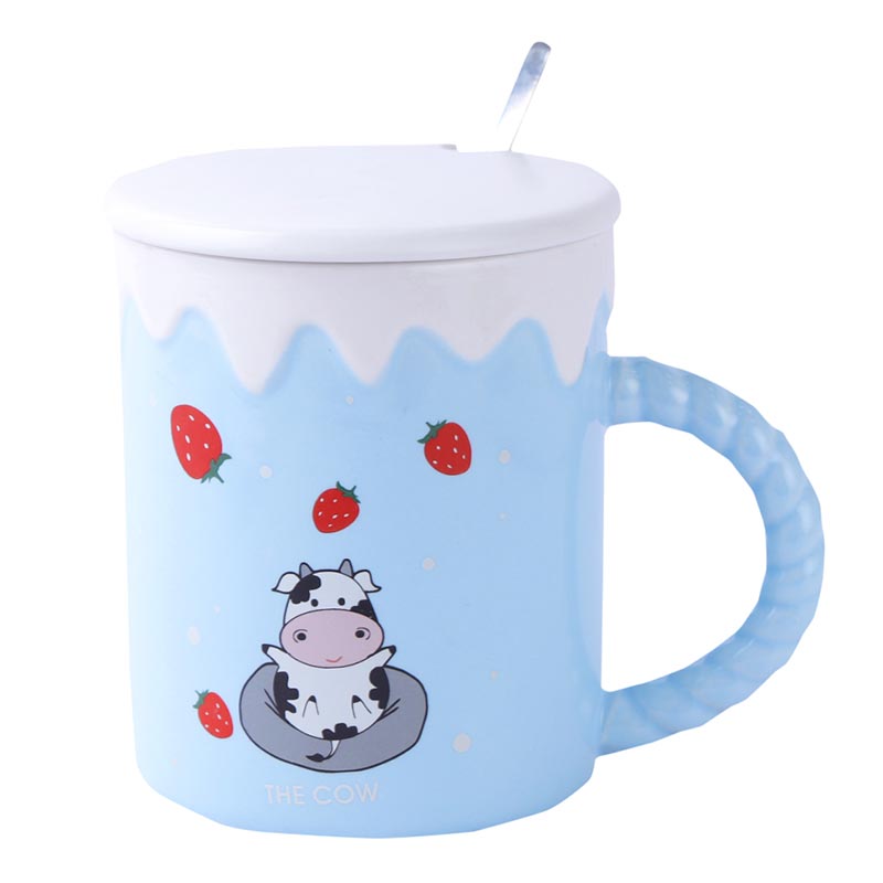 The Cute Cow Blue Strawberries  Mug | 340ml Default Title