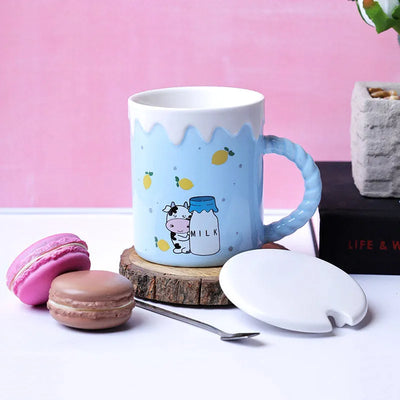 The Cute Cow Blue Mangoes Mug | 340ml Default Title