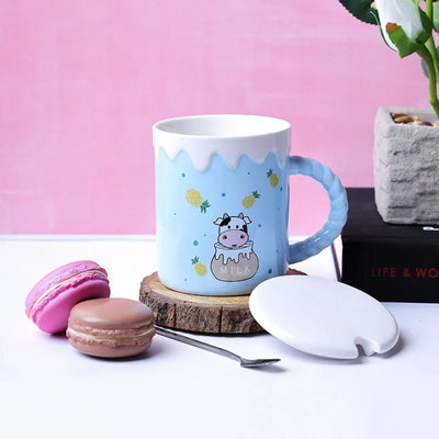 The Cute Cow Blue  Pineapples Mug | 340ml Default Title