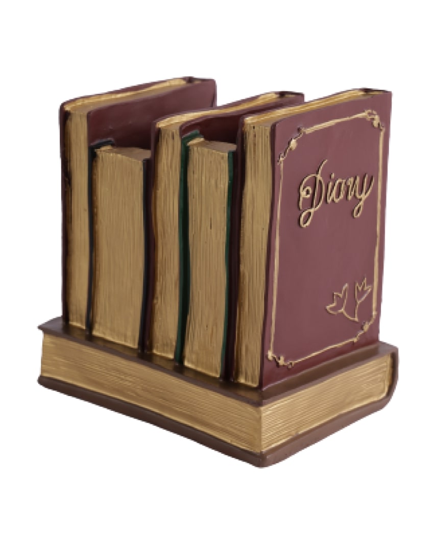 Brown Library Desk Organizer For Decor Showpiece