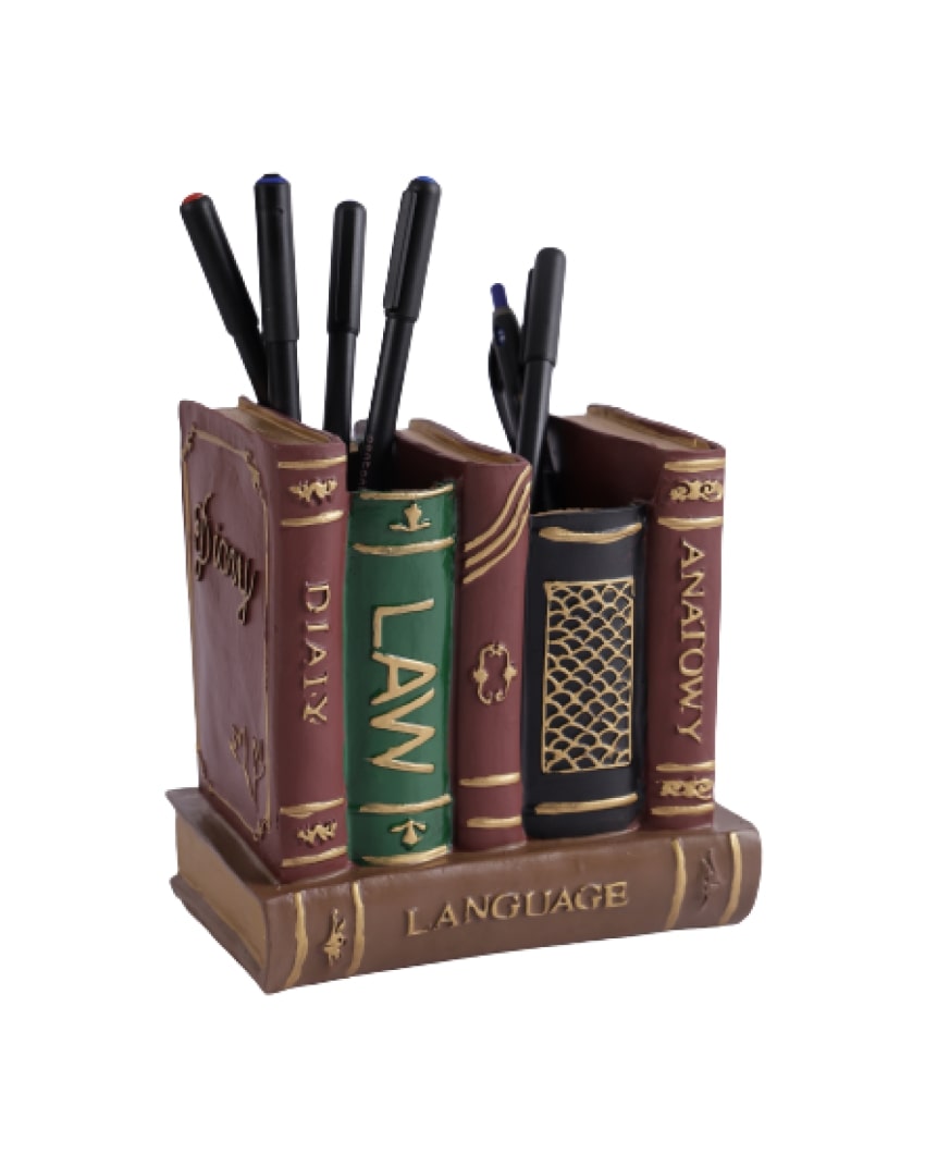 Brown Library Desk Organizer For Decor Showpiece