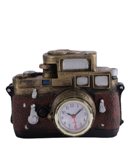 Vintage Camera Clock Showpiece  | Multiple Colors Brown