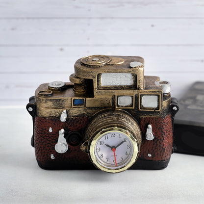 Vintage Camera Clock Decorative Accent | Multiple Colors Brown