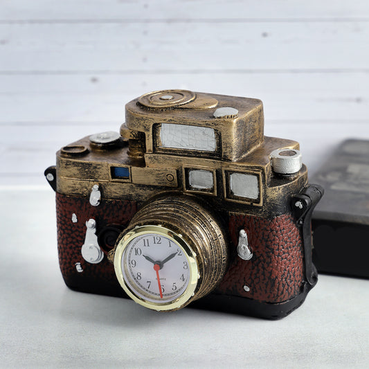 Vintage Camera Clock Decorative Accent | Multiple Colors Brown