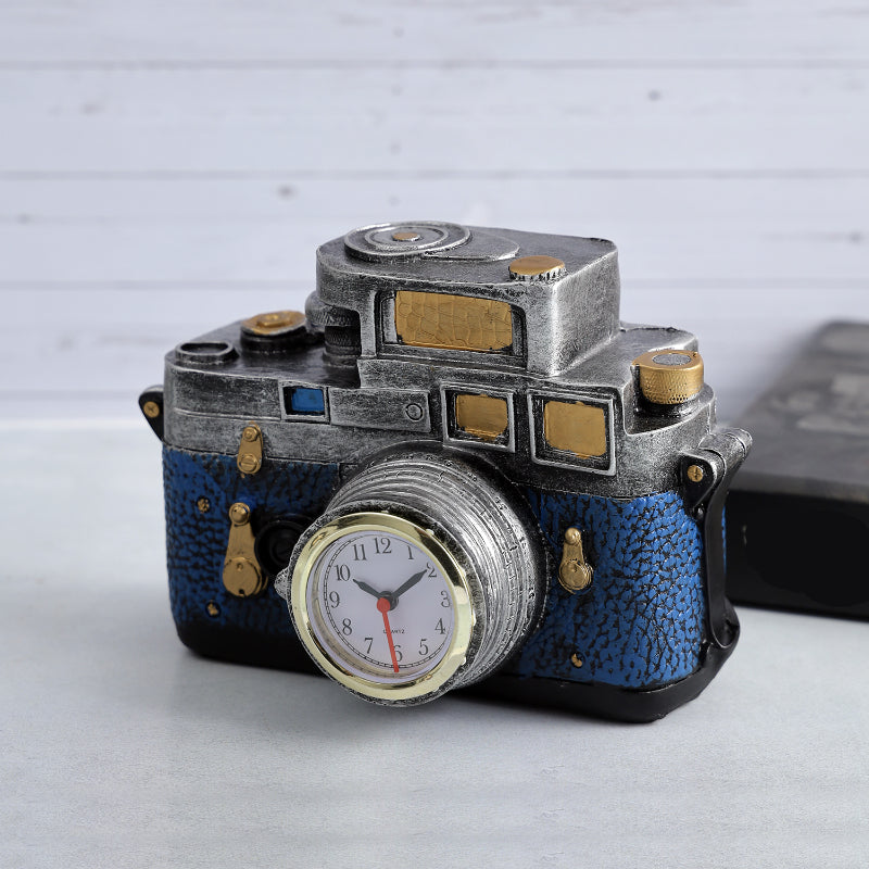 Vintage Camera Clock Decorative Accent | Multiple Colors Blue
