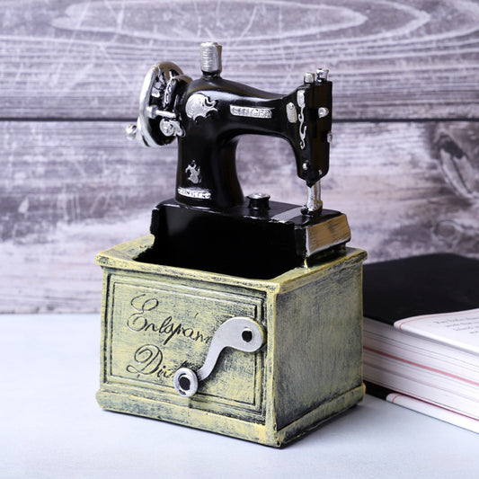 Vintage Rustic Green Sewing Machine Desk Organizer Default Title