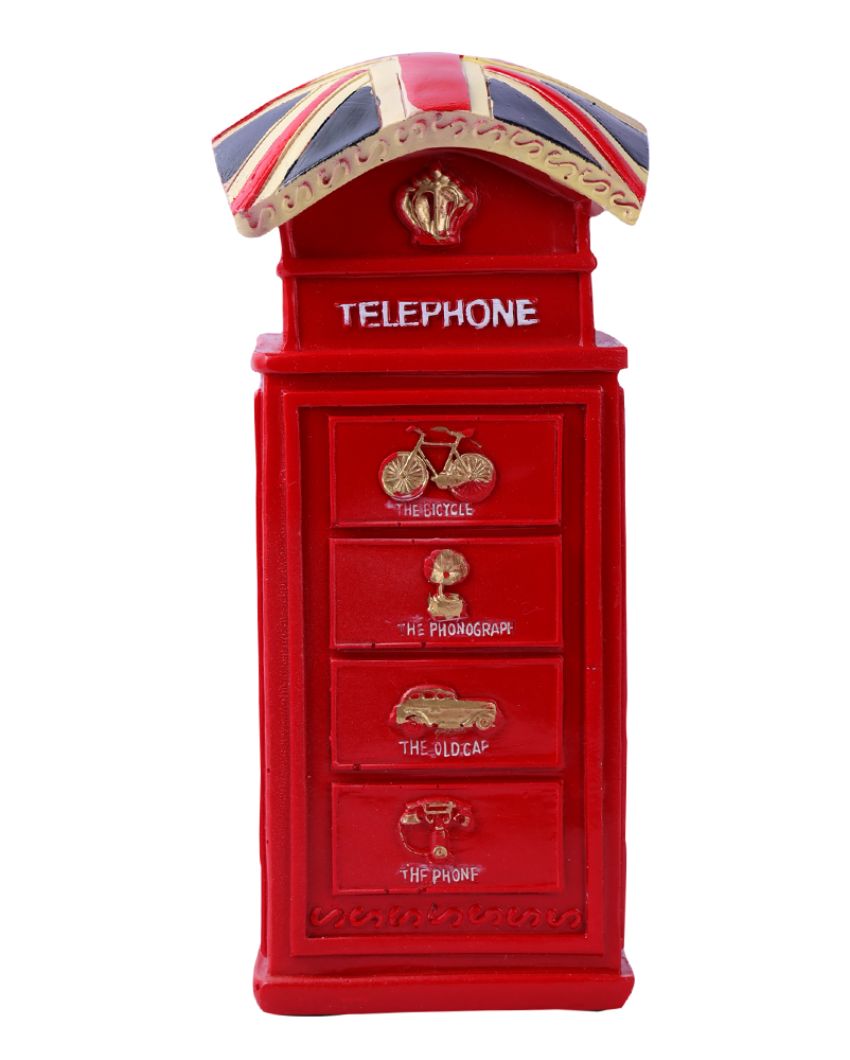 Classic Red British Phonebooth Vintage Decor Showpiece