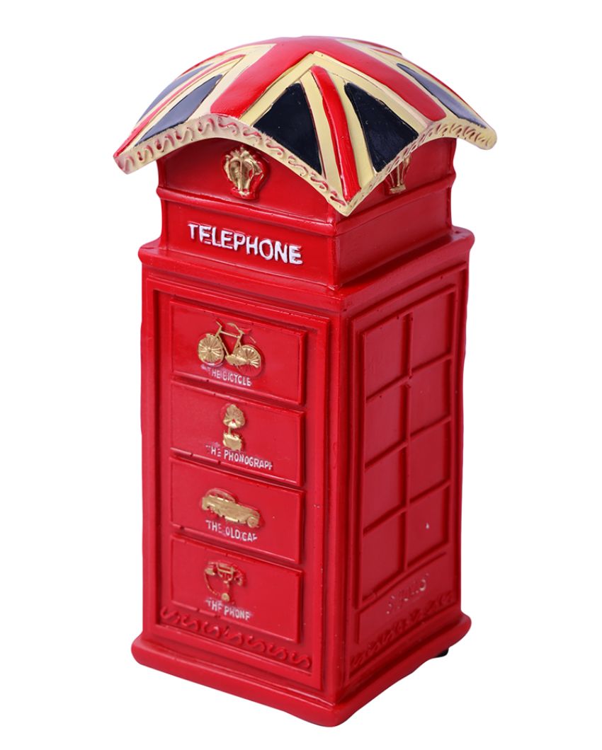 Classic Red British Phonebooth Vintage Decor Showpiece