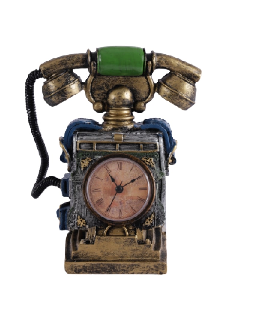 Timeless Antique Telephone Tabletop Clock Showpiece