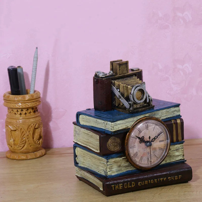 Library Camera Tabletop Clock Showpiece Dusaan