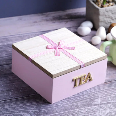 Wooden Tea Storage Gift Box | Multiple Style 4 Compartment