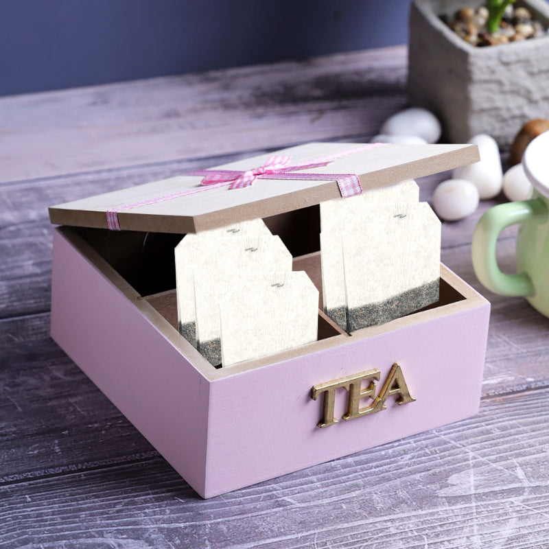 Wooden Tea Storage Gift Box | Multiple Style 4 Compartment