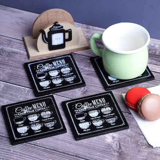 Coffee Menu Wooden Coaster | Set Of 6 Default Title