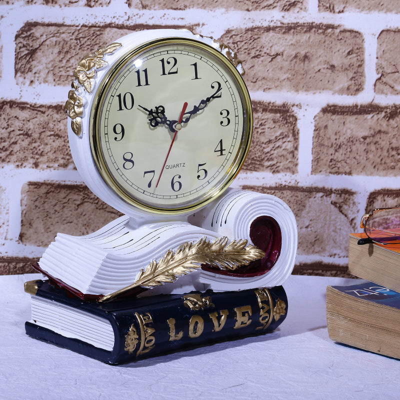 Vintage Books Tabletop Clock | Multiple Colors White