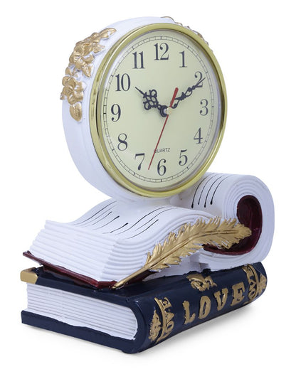 Vintage Books Tabletop Clock Showpiece | Multiple Colors White