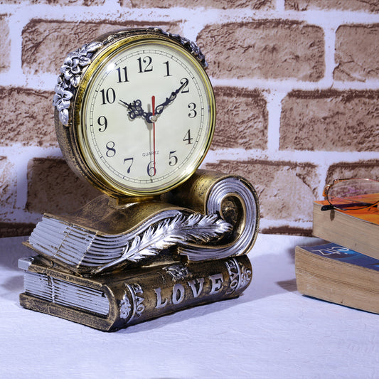 Vintage Books Tabletop Clock | Multiple Colors Gold