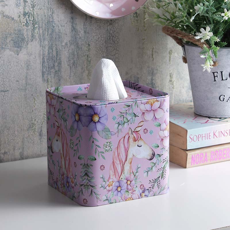 Square Unicorn and Ferns tissue Box Default Title