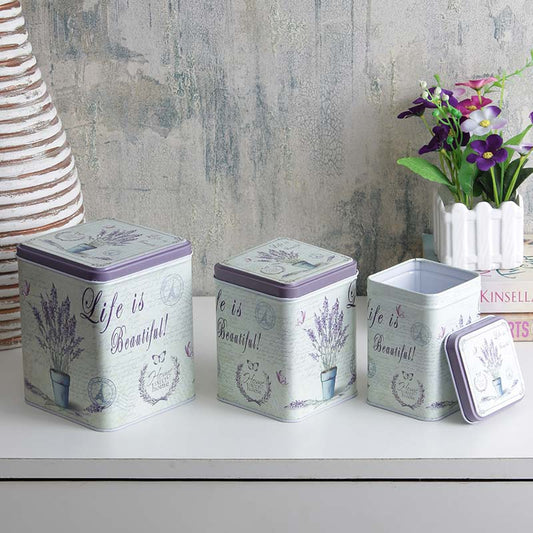 Square Lavender Vase Storage Tins  | Set of 3 Default Title