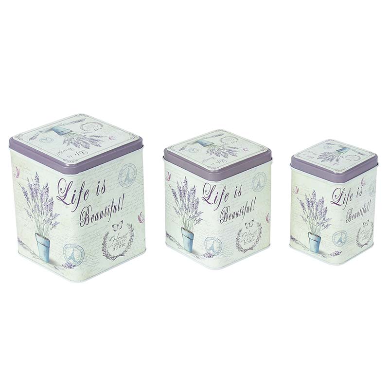 Square Lavender Vase Storage Tins  | Set of 3 Default Title