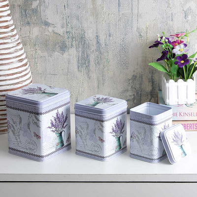 Square Light Lavender Storage Tins | Set of 3 Default Title