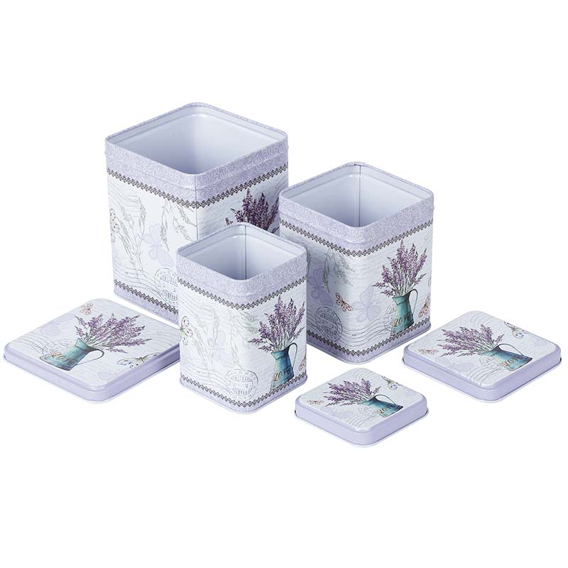 Square Light Lavender Storage Tins | Set of 3 Default Title