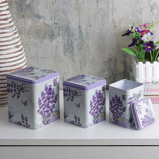 Square Dark Lavender Storage Tins | Set of 3 Default Title