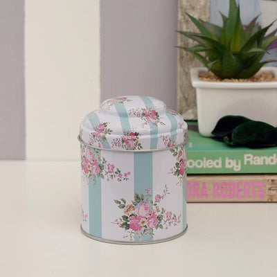 Floral Striped Metal Tin Canister Default Title