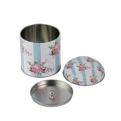Floral Striped Metal Tin Canister Default Title