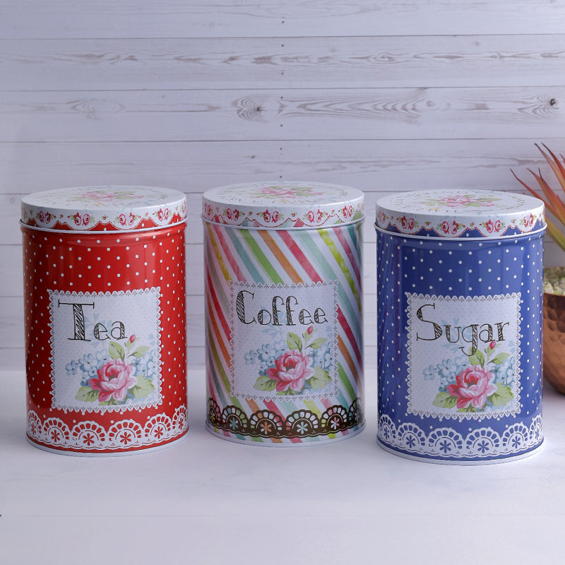 Floral Dotted Kitchen Storage Canisters  | Set of 3 Default Title