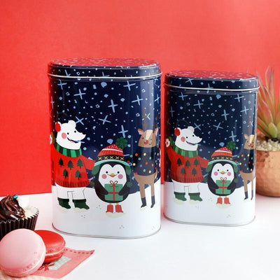 Santa & Friends Blue Tall  Storage Box | Set Of 2 Default Title