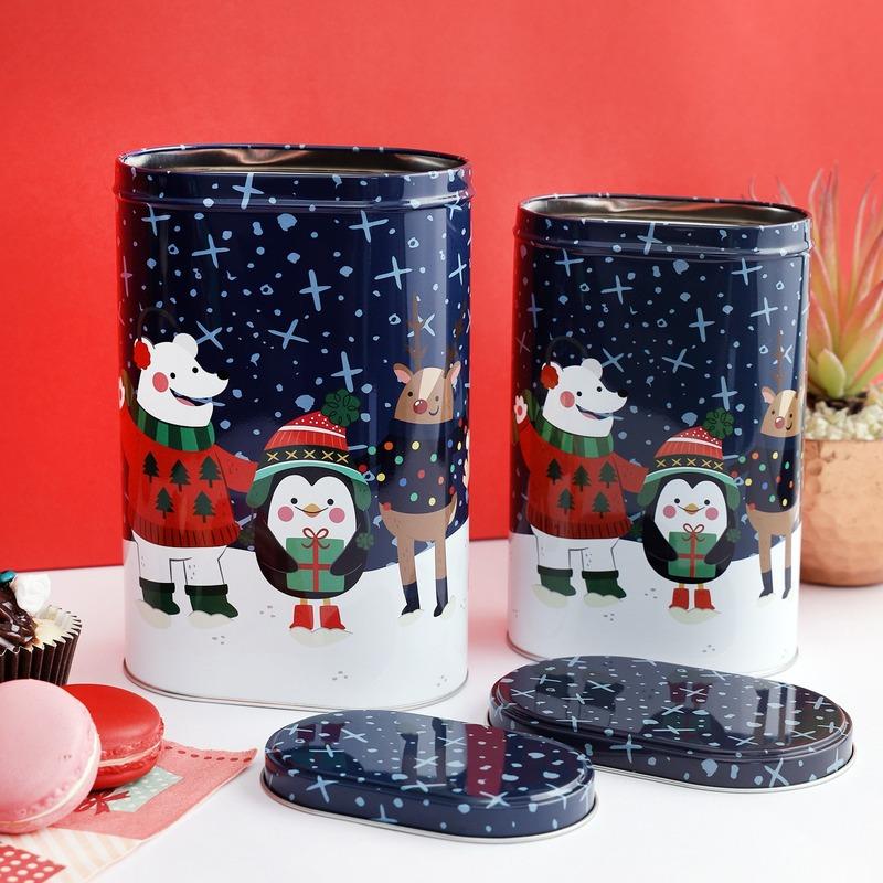 Santa & Friends Blue Tall  Storage Box | Set Of 2 Default Title