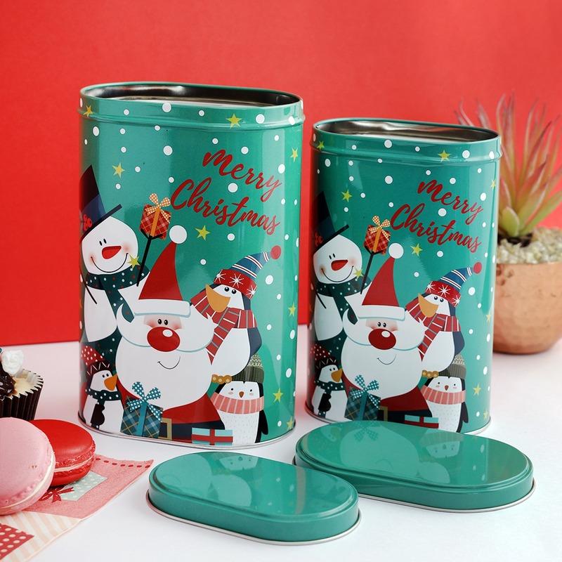 Santa & Friends Green Tall Storage Box Set Of 2 Default Title